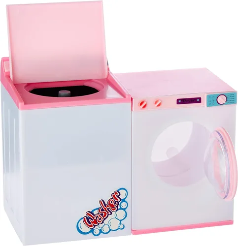 Vista 4 de My Fancy Life Dollhouse Laundry Room Set, Pink and White Playset with Washer, Dryer, Ironing Board, Laundry Basket, Kids Pretend Play Furniture