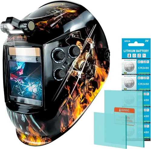 Vista 11 de TRQWH - Casco de soldadura con visión grande, oscurecimiento automático, con luz LED