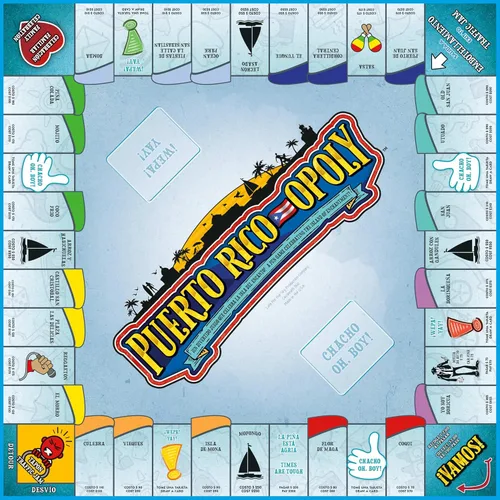 Vista 4 de Late for The Sky Puerto RICO-OPOLY - Juego de mesa bilingüe, cultura puertorriqueña para mayores de 8 años, 2 a 6 jugadores, fichas coleccionables