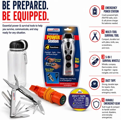 Vista 4 de Ready America 70285 kit de emergencia de lujo para 2 personas, mochila para 3 días
