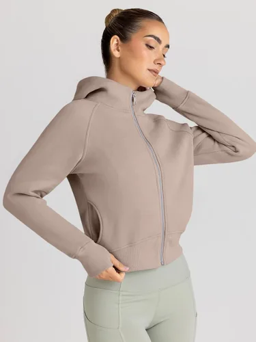 Vista 3 de Trendy Queen - Sudaderas con capucha y cremallera para mujer, sudaderas cortas de vellón, trajes de otoño, estilo informal, cómodas, Y2K, ropa