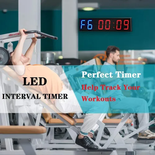 Vista 6 de Temporizador de gimnasio de 3 pulgadas, reloj de fitness para el hogar, Tabata, cuenta regresiva y superior con control remoto (azul rojo)