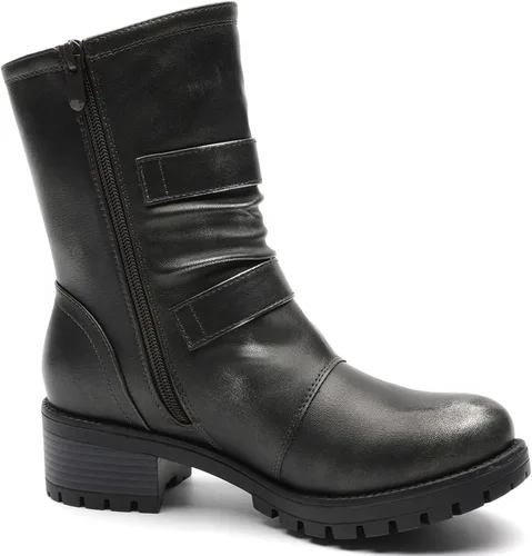 Vista 9 de GLOBALWIN Botas militares con cordones a media pantorrilla, para motocicleta, para festivales de moda, para mujer