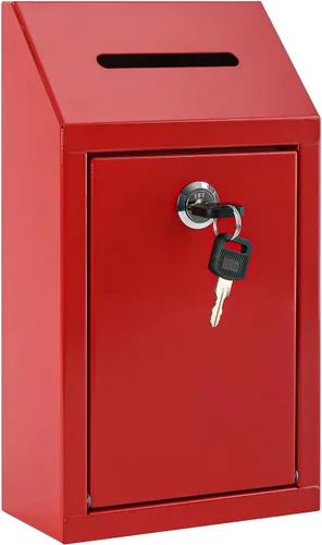 Vista 15 de KYODOLED Caja de sugerencias con candado y 50 tarjetas de sugerencia gratis, boleta de metal montada en la pared, caja de donación y colección