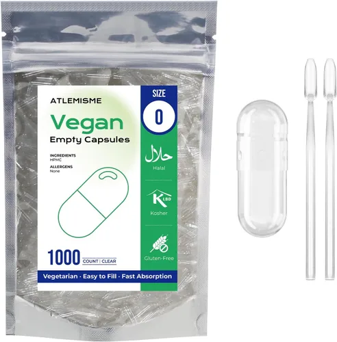Vista 10 de Cápsulas veganas vacías de tamaño 0-100 cápsula vegetal, cápsulas vacías vegetales con 2 cucharas de micro laboratorio