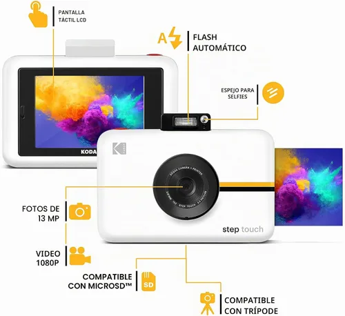 Vista 4 de Kodak Step Touch Cámara digital de 13 MP e impresora instantánea con pantalla táctil LCD de 3.5, video HD de 1080p - Suite de edición, Bluetooth