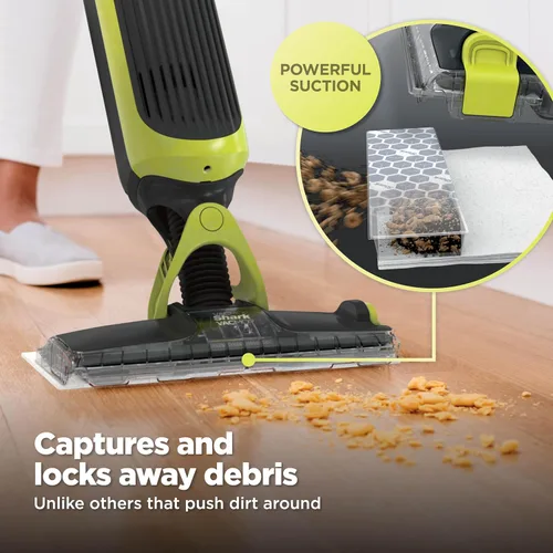 Vista 3 de Shark VACMOP - Trapeador de vacío inalámbrico para suelos duros, incluye 2 almohadillas VACMOP desechables y una solución VACMOP de 12 onzas, gris