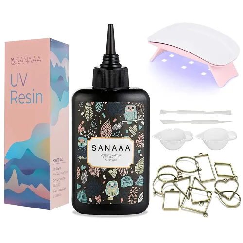Vista 7 de SANAAA Resina UV Transparente Dura Tipo Claro 100g, Resina de Secado UV Activado por Luz Solar para Hacer Joyería DIY de Pendientes y Colgantes