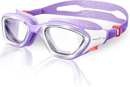 Vista 9 de Whale Gafas de natación, gafas antivaho HD, unisex, 100% protección UV, diseño antivaho transparente visión submarina de gran angular Negro