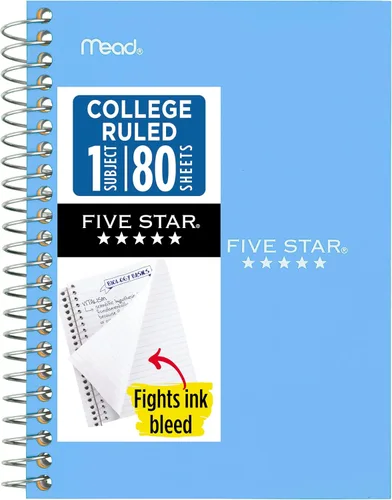 Vista 14 de Five Star - Cuaderno de espiral, 1 materia, papel con líneas universitarias, tamaño personal, 4-3/8" x 7", 80 hojas, combate el sangrado de tinta
