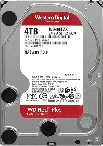 Vista 2 de Western Digital - Disco duro interno WD Red Plus NAS de 4 TB - 5400 RPM, SATA 6 Gb/s, CMR, caché de 128 MB, 3.5" -WD40EFZX