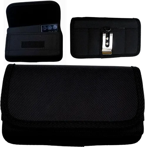 Vista 8 de Wireless City Funda horizontal de nailon resistente para teléfono con clip y bucle para cinturón, compatible con iPhone 13 Mini, 12 Mini, SE, XS, X