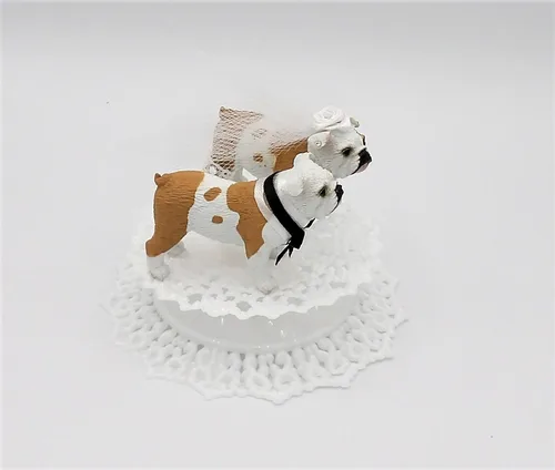 Vista 3 de Decoración para pastel de boda de novia y novio de Bulldog Inglés