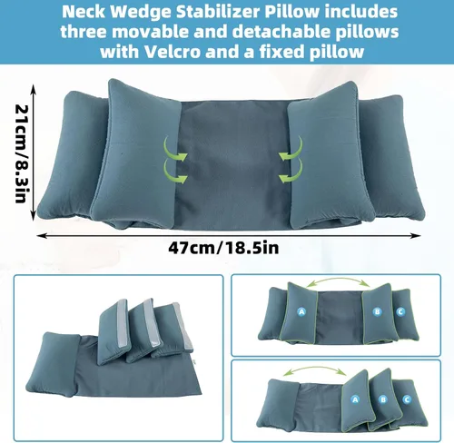 Vista 2 de Almohada estabilizadora de cuña para el cuello para dormir para mantener la cabeza recta, almohadas de posición de cabeza de cuña para ancianos