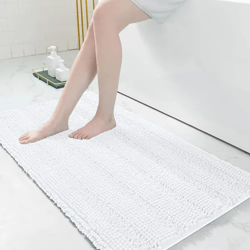 Vista 156 de Grandaily Alfombras de baño de felpilla a rayas de 24 x 16 pulgadas, extra gruesas y suaves, absorbentes, parte trasera de goma, alfombra de ducha