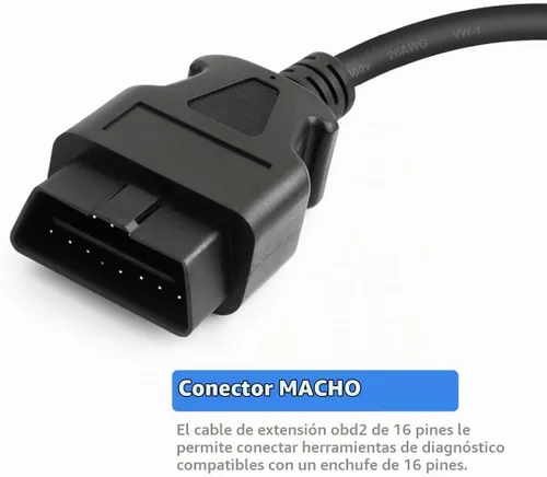 Vista 2 de FOXWELL OBD2 OBD II adaptador de cable convertidor de extensión de diagnóstico de 16 pines macho a hembra 1m/ 39 pulgadas