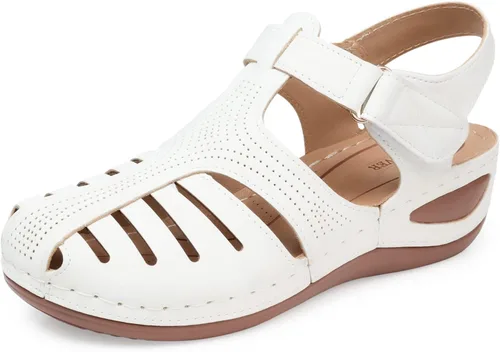 Vista 8 de SHIBEVER Sandalias de cuña para mujer Verano: zapatos elegantes con 16 Azul