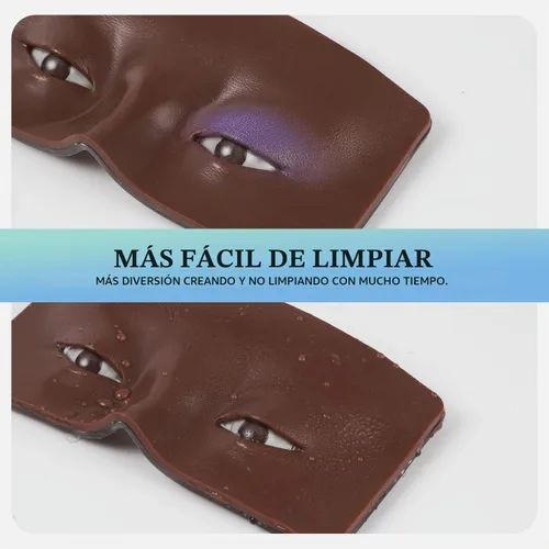 Vista 4 de Maquillaje de ojos de silicona para práctica, maniquí facial reutilizable, color negro Maquillaje Práctica Face Board+Negro