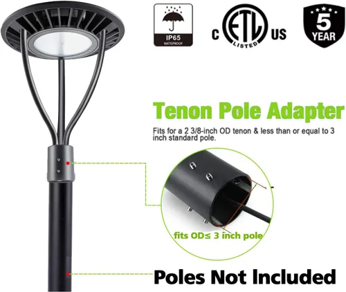 Vista 6 de Luz LED superior para poste con fotocélula del atardecer al amanecer, 4 60/40/30/20W, 3000/4000/5000K, 2800-8400LM, 100-277V IP65 impermeable