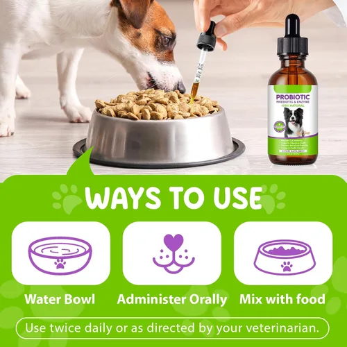 Vista 8 de Probióticos para perros, probióticos líquidos para perros, enzimas prebióticas y digestivas, suplemento de probióticos para perros que ayudan a