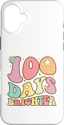 Vista 23 de 100 Days Brighter Happy 100th Day of School Groovy Kids Girl Case for iPhone XR