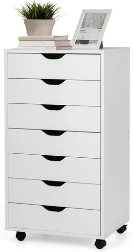 Vista 10 de Archivador de 7 cajones, carrito de almacenamiento vertical de 34.5 pulgadas, organizador de oficina debajo del escritorio, soporte de impresora