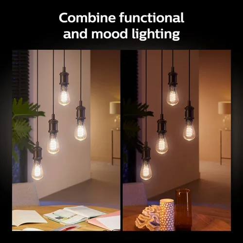 Vista 4 de Philips Hue - Bombilla LED inteligente vintage Edison de filamento regulable White Ambiance ST19, 7W, blanco - Paquete de 1 - E26 - Control