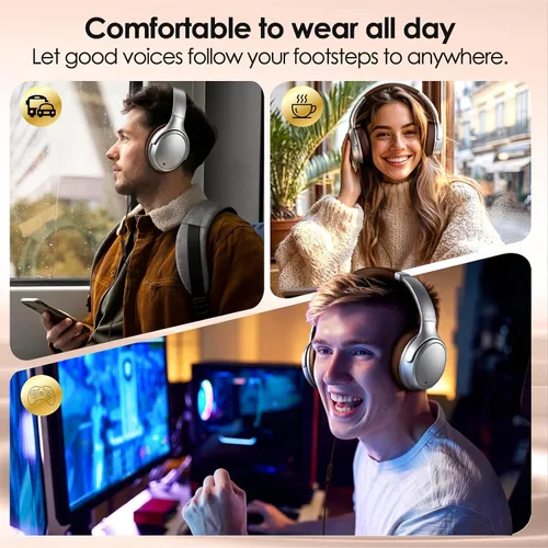 Vista 7 de Auriculares con cable sobre la oreja con micrófono, auriculares USB tipo C Plateado