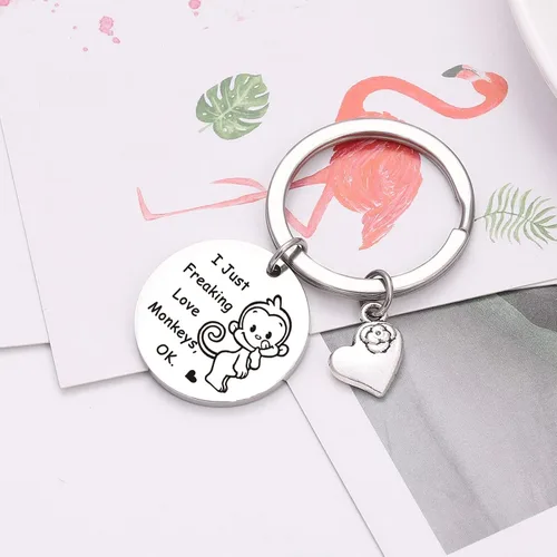 Vista 4 de RSZOTW - Llavero de regalo de cumpleaños de monos, llavero de animales, regalo para esposa, hija, llavero para amantes de los animales, llavero