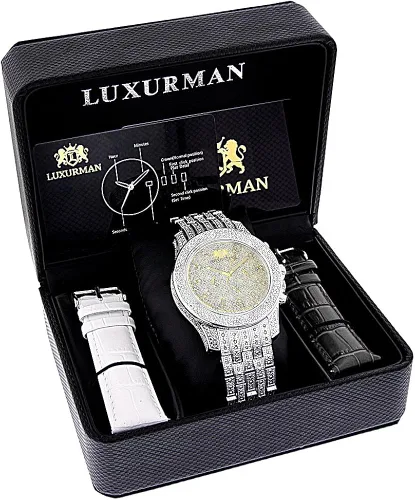 Vista 4 de LUXURMAN Reloj de pulsera para hombre con diamantes de 125 quilates ACERO
