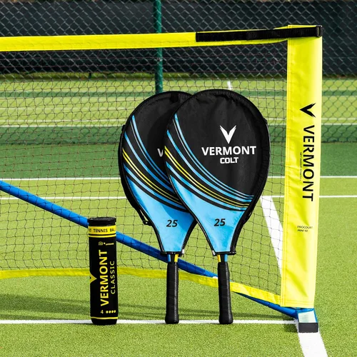 Vista 13 de Vermont ProCourt - Juego de mini red de tenis y raqueta Juego de tenis portátil Pelotas de tenis incluidas