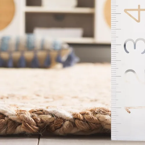 Vista 4 de SAFAVIEH Natural Fiber Collection - Alfombra decorativa de 2 x 3 pies, marfil y natural, yute hecho a mano, ideal para zonas de alto tráfico