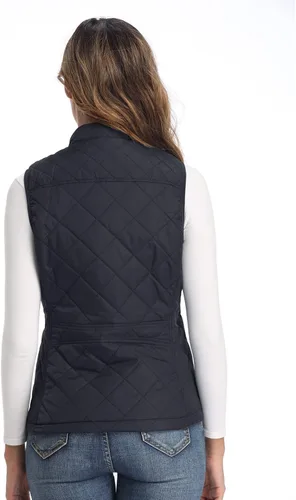 Vista 6 de Chaleco para exteriores de mujer, chaleco acolchado ligero con cremallera y cuello alto.