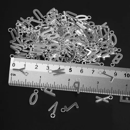 Vista 2 de SANNIX 156 piezas/6 juegos alfabeto ABC letras Charms Capital A-Z Charms DIY pulsera collar colgantes con 200 piezas abiertos Jump anillos