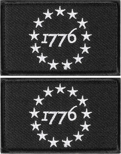 Vista 2 de 1776 Patriot Tactical Moral Parche Miltary bordado con apliques de gancho y bucle emblema (2 piezas, verde militar)