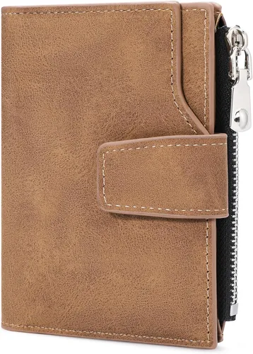 Vista 16 de FALAN MULE Cartera de cuero genuino con bloqueo RFID para hombre con cremallera bolsillo para monedas, ventana de identificación ABA-negro