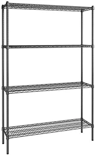 Vista 182 de Kit de 4 estantes de epoxi verde NSF de 21 x 72 pulgadas con postes de 86 pulgadas, estantería de almacenamiento resistente, kit de estantería