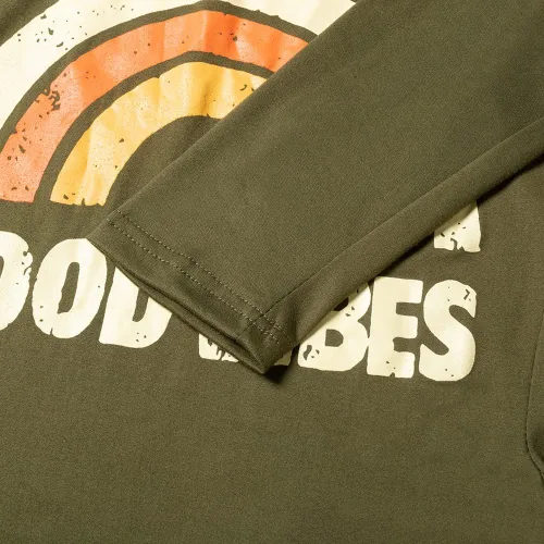 Vista 4 de Vestido tipo túnica de manga larga para mujer con bolsillos sueltos de gran tamaño con estampado de arco iris vestido de fe