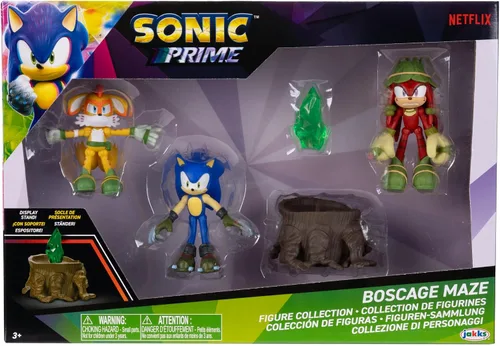 Vista 6 de Sonic Prime - Figuras de acción de 2.5 pulgadas con temática de Laberinto de Jaula Bos, 5 piezas: Sonic, Gnarly Knuckles, Mangey Tails, Tocón