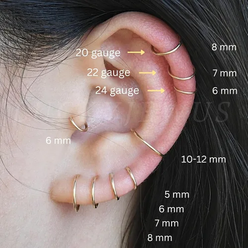 Vista 33 de Small Gold or Sterling Silver Huggie Hoop Earrings for Women Cartilage Nose Helix Tragus