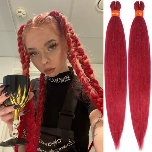 Vista 51 de Cabello trenzado preestirado ombré, extensiones de cabello trenzado sedoso, sin picazón, trenzas de cabello trenzado de ganchillo con textura Yaki