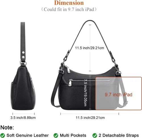 Vista 5 de Over Earth Bolsos de cuero suave para mujer, bolsos cruzados, multibolsillos, bolsas de hombro, bolsa de mensajero, tamaño mediano