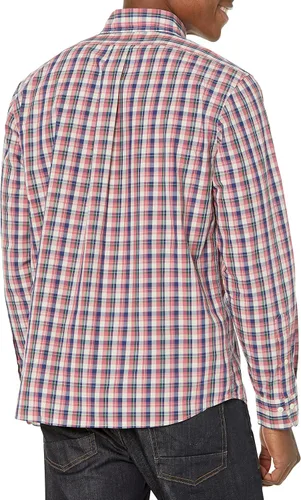 Vista 2 de Brooks Brothers Camisa deportiva de popelina de algodón con botones de manga larga para hombre, diseño de cuadros