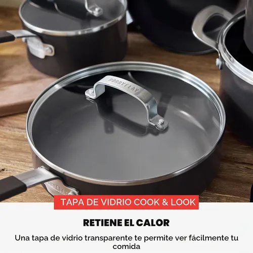Vista 8 de GreenPan x Bobby Flay - Juego de ollas y sartenes antiadherentes de 10 piezas, cerámica de diamante sin PFAS, apto para inducción, fácil de limpiar