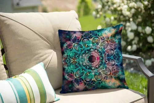 Vista 3 de Solekla Funda de almohada de decoración de granja, funda de almohada de mandala de galaxia de 18 x 18 pulgadas, funda de almohada geométrica