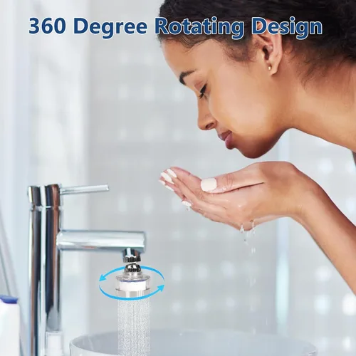 Vista 5 de Juego de 3 filtros de agua para fregadero y 18 elementos de filtro, filtro de grifo de fregadero giratorio de 360°, filtro de fregadero de baño que