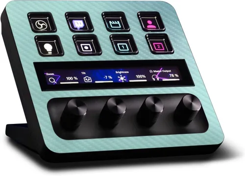Vista 21 de MightySkins - Piel de fibra de carbono compatible con Elgato Stream Deck + - Morado sólido Acabado de fibra de carbono texturizado protector