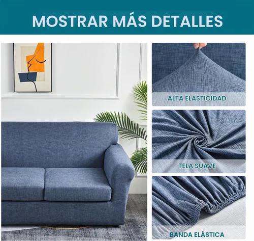 Vista 4 de KRFOONN Funda de sofá de 4 piezas con estampado para sofás de 3 cojines, funda elástica con 3 fundas de cojín separadas, protector de muebles