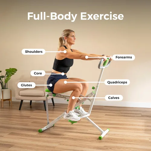 Vista 2 de Sunny Health & Fitness Row-N-Ride - Entrenador de sentadillas, equipo de ejercicio plegable y de fácil instalación, resistencia ajustable