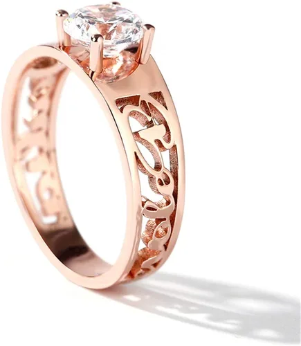 Vista 2 de RMREWY Anillo de plata de ley 925 con diseño de moissanita de 1 unidad, centro de 0.252in, anillos de compromiso para mujer